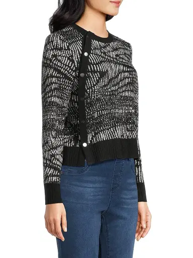 Misook Women's Abstract Animal Print Soft Knit Sweater - Black White - Size XXL | Thumbnail 4 Misook Women's Abstract Animal Print Soft Knit Sweater - Black White - Size XXL | Thumbnail 4