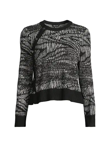 Misook Women's Abstract Animal Print Soft Knit Sweater - Black White - Size XXL | Thumbnail 1 Misook Women's Abstract Animal Print Soft Knit Sweater - Black White - Size XXL | Thumbnail 1