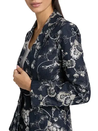 Cinq à Sept Women's Cheyenne Embellished Embroidered Denim Blazer - Indigo Multi | Thumbnail 6 Cinq à Sept Women's Cheyenne Embellished Embroidered Denim Blazer - Indigo Multi | Thumbnail 6