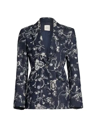 Cinq à Sept Women's Cheyenne Embellished Embroidered Denim Blazer - Indigo Multi | Thumbnail 1 Cinq à Sept Women's Cheyenne Embellished Embroidered Denim Blazer - Indigo Multi | Thumbnail 1