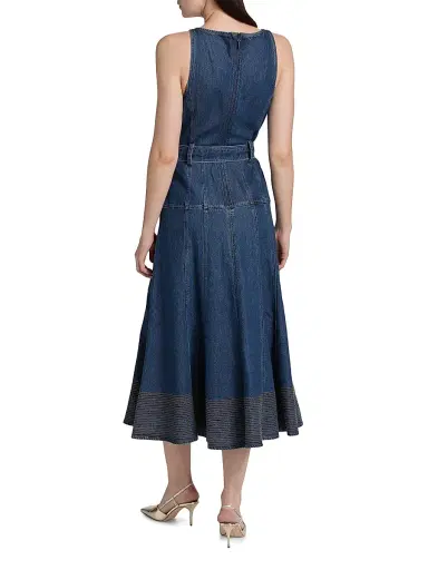 Cinq à Sept Women's Kehlani Denim Belted Midi-Dress - Tide | Thumbnail 5 Cinq à Sept Women's Kehlani Denim Belted Midi-Dress - Tide | Thumbnail 5
