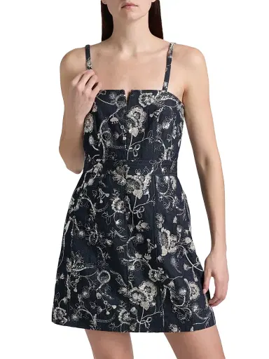 Cinq à Sept Women's Zach Garden Embroidered Denim Minidress | Thumbnail 3 Cinq à Sept Women's Zach Garden Embroidered Denim Minidress | Thumbnail 3