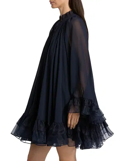 Cinq à Sept Women's Clairette Ruffled Minidress - Navy | Thumbnail 4 Cinq à Sept Women's Clairette Ruffled Minidress - Navy | Thumbnail 4