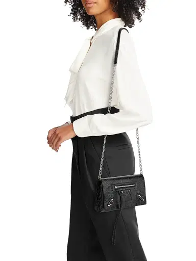 Balenciaga Women's Le City Croc-Embossed Leather Wallet - Black | Thumbnail 2 Balenciaga Women's Le City Croc-Embossed Leather Wallet - Black | Thumbnail 2