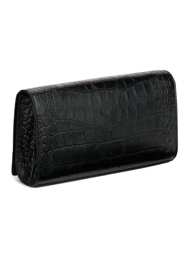 Balenciaga Women's Le City Croc-Embossed Leather Wallet - Black | Thumbnail 4 Balenciaga Women's Le City Croc-Embossed Leather Wallet - Black | Thumbnail 4
