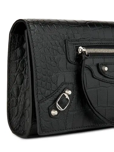 Balenciaga Women's Le City Croc-Embossed Leather Wallet - Black | Thumbnail 6 Balenciaga Women's Le City Croc-Embossed Leather Wallet - Black | Thumbnail 6