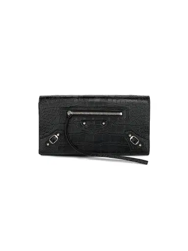 Balenciaga Women's Le City Croc-Embossed Leather Wallet - Black | Thumbnail 1 Balenciaga Women's Le City Croc-Embossed Leather Wallet - Black | Thumbnail 1