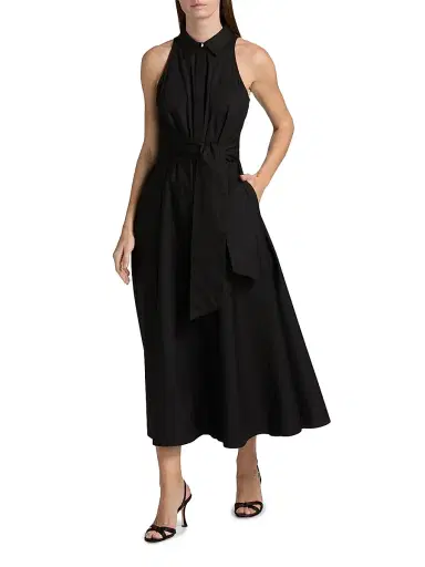 Toccin Women's Chelsea Cotton Tie-Waist Midi-Shirtdress - Jet | Thumbnail 2 Toccin Women's Chelsea Cotton Tie-Waist Midi-Shirtdress - Jet | Thumbnail 2