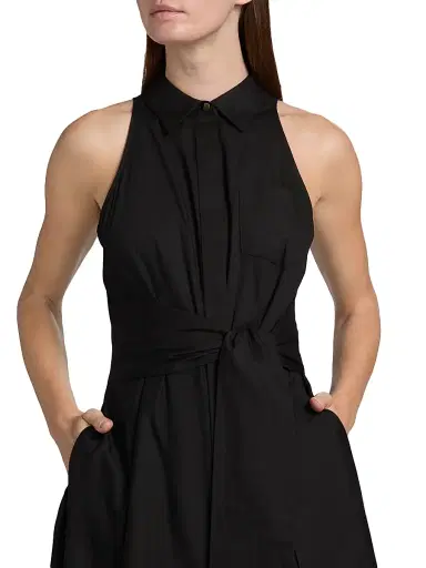 Toccin Women's Chelsea Cotton Tie-Waist Midi-Shirtdress - Jet | Thumbnail 6 Toccin Women's Chelsea Cotton Tie-Waist Midi-Shirtdress - Jet | Thumbnail 6