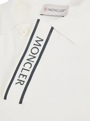 Moncler Little Boy's & Boy's Polo Shirt in Cotton Piquet - White | Thumbnail 4 Moncler Little Boy's & Boy's Polo Shirt in Cotton Piquet - White | Thumbnail 4