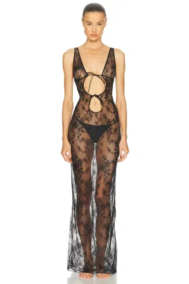 Skims Ultra Fine Lace Long Slip Dress | Thumbnail 1 Skims Ultra Fine Lace Long Slip Dress | Thumbnail 1
