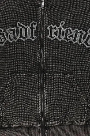 Badfriend Waffle Knit Full Zip Hoodie | Thumbnail 8 Badfriend Waffle Knit Full Zip Hoodie | Thumbnail 8