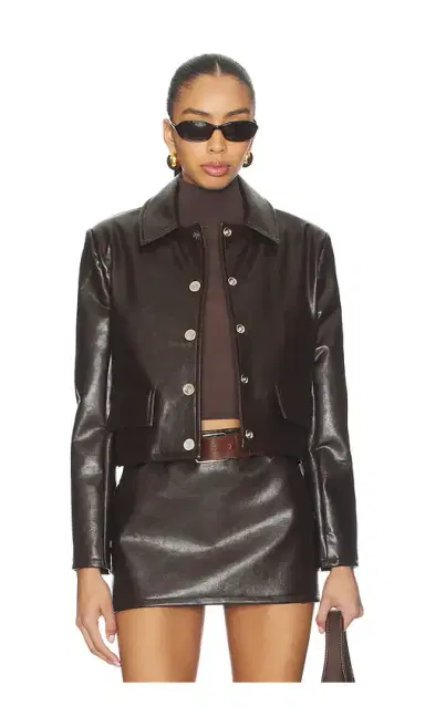 Milkwhite Cropped Faux Leather Jacket | Thumbnail 2 Milkwhite Cropped Faux Leather Jacket | Thumbnail 2