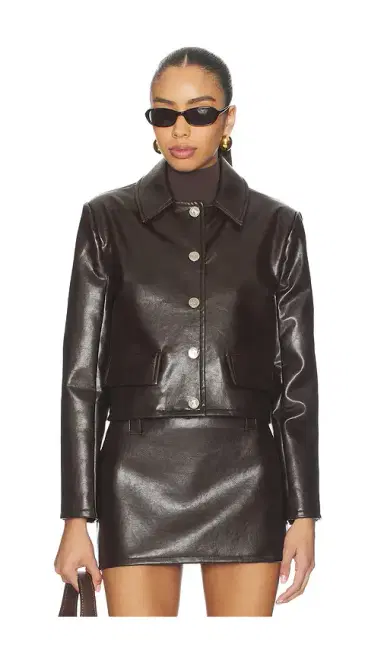 Milkwhite Cropped Faux Leather Jacket | Thumbnail 1 Milkwhite Cropped Faux Leather Jacket | Thumbnail 1
