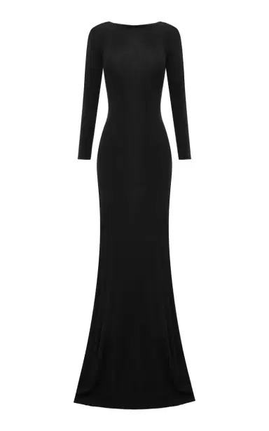 Alex Perry Long Sleeve Open Back Gown In Dry Jersey | Thumbnail 1 Alex Perry Long Sleeve Open Back Gown In Dry Jersey | Thumbnail 1