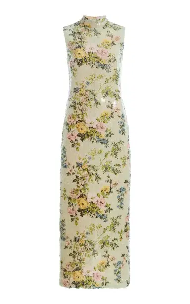 Brandon Maxwell Exclusive Sequined Floral Midi Dress | Thumbnail 1 Brandon Maxwell Exclusive Sequined Floral Midi Dress | Thumbnail 1