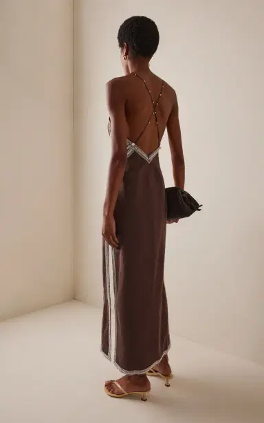 ALÉMAIS Leandra Embroidered Linen-Silk Midi Dress | Thumbnail 4 ALÉMAIS Leandra Embroidered Linen-Silk Midi Dress | Thumbnail 4