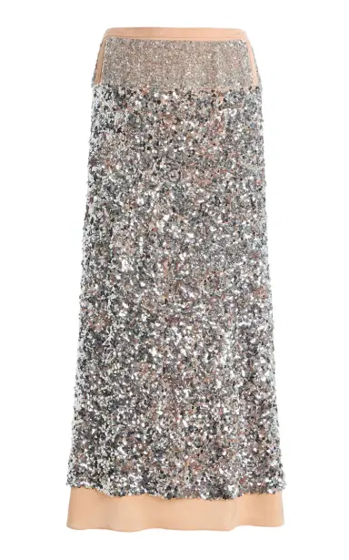 Rabanne Sequined Satin Midi Skirt | Thumbnail 1 Rabanne Sequined Satin Midi Skirt | Thumbnail 1