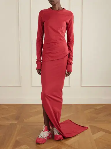 Rick Owens + Moncler Appliquéd Cotton-jersey Maxi Skirt | Thumbnail 2 Rick Owens + Moncler Appliquéd Cotton-jersey Maxi Skirt | Thumbnail 2