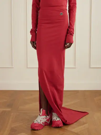 Rick Owens + Moncler Appliquéd Cotton-jersey Maxi Skirt | Thumbnail 3 Rick Owens + Moncler Appliquéd Cotton-jersey Maxi Skirt | Thumbnail 3