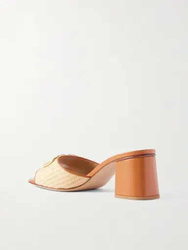 Valentino Garavani Vlogo Leather-trimmed Raffia Sandals | Thumbnail 3 Valentino Garavani Vlogo Leather-trimmed Raffia Sandals | Thumbnail 3
