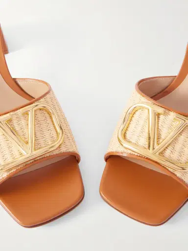 Valentino Garavani Vlogo Leather-trimmed Raffia Sandals | Thumbnail 5 Valentino Garavani Vlogo Leather-trimmed Raffia Sandals | Thumbnail 5