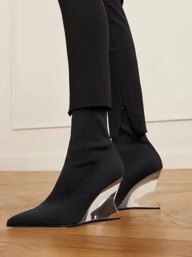 Balmain Ribbed Wedge Ankle Boots | Thumbnail 2 Balmain Ribbed Wedge Ankle Boots | Thumbnail 2