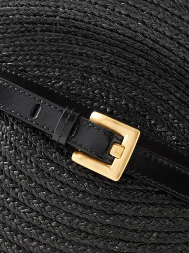 Balmain Shuffle Medium Buckled Leather-trimmed Raffia Shoulder Bag | Thumbnail 5 Balmain Shuffle Medium Buckled Leather-trimmed Raffia Shoulder Bag | Thumbnail 5