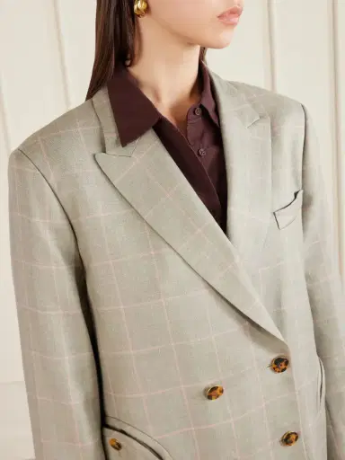 Blazé Milano Nightbreak Double-breasted Virgin Wool, Silk And Linen-blend Blazer | Thumbnail 4 Blazé Milano Nightbreak Double-breasted Virgin Wool, Silk And Linen-blend Blazer | Thumbnail 4
