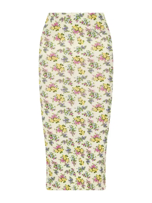 Floral-print Ribbed-knit Midi Skirt Floral-print Ribbed-knit Midi Skirt