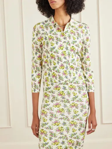 Dolce & Gabbana Floral-print Ribbed-knit Polo Shirt | Thumbnail 3 Dolce & Gabbana Floral-print Ribbed-knit Polo Shirt | Thumbnail 3