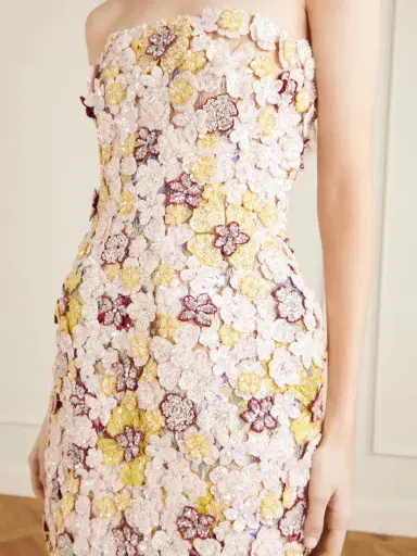Costarellos Sierra Appliquéd Embroidered Tulle Mini Dress | Thumbnail 4 Costarellos Sierra Appliquéd Embroidered Tulle Mini Dress | Thumbnail 4