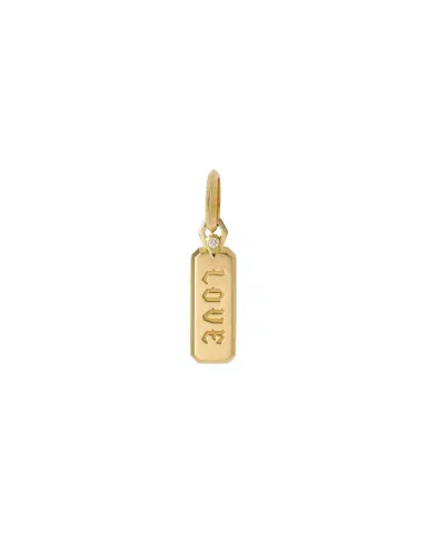 Jennifer Fisher Small Love Dog Tag in 18K Yellow Gold | Thumbnail 1 Jennifer Fisher Small Love Dog Tag in 18K Yellow Gold | Thumbnail 1
