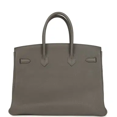 HERMÈS Pre-owned Hermes Birkin 35 Etain Togo Palladium Hardware | Thumbnail 4 HERMÈS Pre-owned Hermes Birkin 35 Etain Togo Palladium Hardware | Thumbnail 4