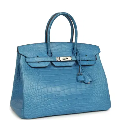 HERMÈS Pre-owned Hermes Birkin 35 Mykonos Matte Alligator Palladium Hardware | Thumbnail 2 HERMÈS Pre-owned Hermes Birkin 35 Mykonos Matte Alligator Palladium Hardware | Thumbnail 2
