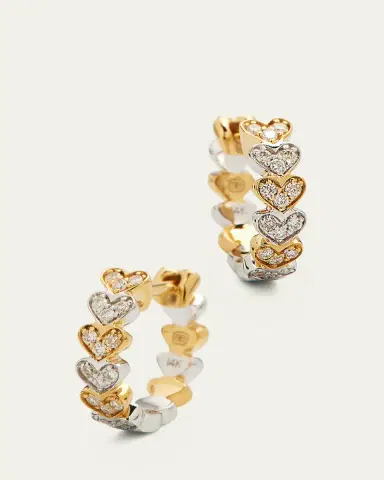 Sydney Evan 14k Two-Tone Gold Diamond Heart Huggie Earrings | Thumbnail 3 Sydney Evan 14k Two-Tone Gold Diamond Heart Huggie Earrings | Thumbnail 3