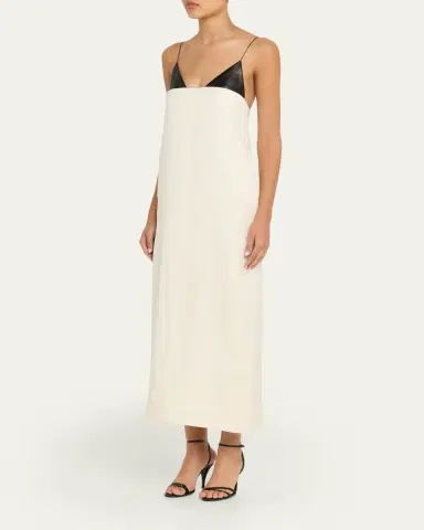 Brandon Maxwell Bridges Leather Empire-Waist Sleeveless Ankle Dress | Thumbnail 4 Brandon Maxwell Bridges Leather Empire-Waist Sleeveless Ankle Dress | Thumbnail 4