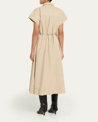 Brandon Maxwell Blake Cap-Sleeve Drawstring Midi Shirtdress | Thumbnail 3 Brandon Maxwell Blake Cap-Sleeve Drawstring Midi Shirtdress | Thumbnail 3