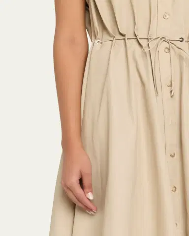Brandon Maxwell Blake Cap-Sleeve Drawstring Midi Shirtdress | Thumbnail 5 Brandon Maxwell Blake Cap-Sleeve Drawstring Midi Shirtdress | Thumbnail 5