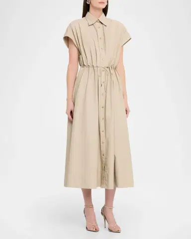 Brandon Maxwell Blake Cap-Sleeve Drawstring Midi Shirtdress | Thumbnail 8 Brandon Maxwell Blake Cap-Sleeve Drawstring Midi Shirtdress | Thumbnail 8