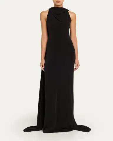 Brandon Maxwell Presley High-Neck Sleeveless Cape Gown | Thumbnail 2 Brandon Maxwell Presley High-Neck Sleeveless Cape Gown | Thumbnail 2