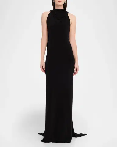 Brandon Maxwell Presley High-Neck Sleeveless Cape Gown | Thumbnail 6 Brandon Maxwell Presley High-Neck Sleeveless Cape Gown | Thumbnail 6