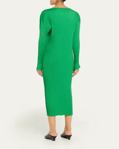 Issey Miyake Sleek Pleats Long-Sleeve Midi Dress | Thumbnail 3 Issey Miyake Sleek Pleats Long-Sleeve Midi Dress | Thumbnail 3