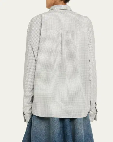 Brandon Maxwell Harvey Check Button-Down Boyfriend Shirt | Thumbnail 3 Brandon Maxwell Harvey Check Button-Down Boyfriend Shirt | Thumbnail 3