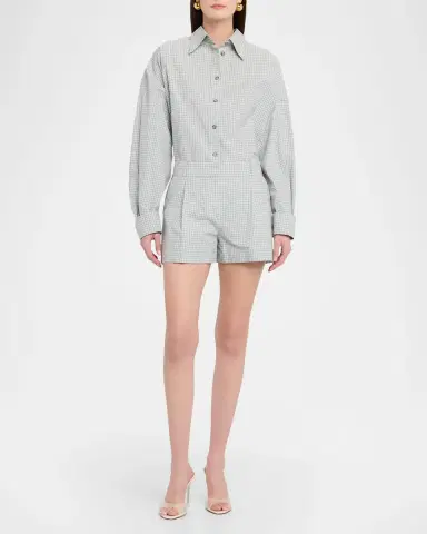 Brandon Maxwell Harvey Check Button-Down Boyfriend Shirt | Thumbnail 6 Brandon Maxwell Harvey Check Button-Down Boyfriend Shirt | Thumbnail 6