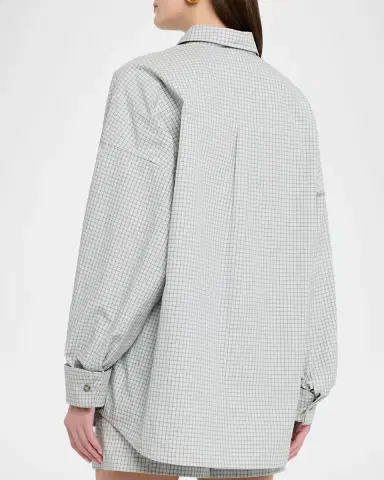 Brandon Maxwell Harvey Check Button-Down Boyfriend Shirt | Thumbnail 7 Brandon Maxwell Harvey Check Button-Down Boyfriend Shirt | Thumbnail 7