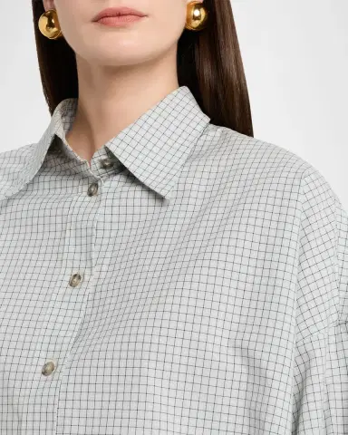 Brandon Maxwell Harvey Check Button-Down Boyfriend Shirt | Thumbnail 9 Brandon Maxwell Harvey Check Button-Down Boyfriend Shirt | Thumbnail 9