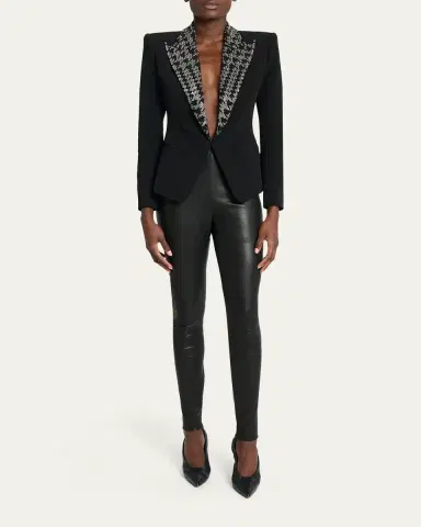 Balmain Embroidered Lapels Single-Breasted Jacket | Thumbnail 2 Balmain Embroidered Lapels Single-Breasted Jacket | Thumbnail 2