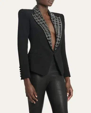 Balmain Embroidered Lapels Single-Breasted Jacket | Thumbnail 4 Balmain Embroidered Lapels Single-Breasted Jacket | Thumbnail 4