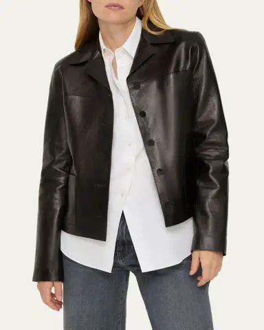 Lafayette 148 New York Button-Down Nappa Leather Jacket | Thumbnail 4 Lafayette 148 New York Button-Down Nappa Leather Jacket | Thumbnail 4
